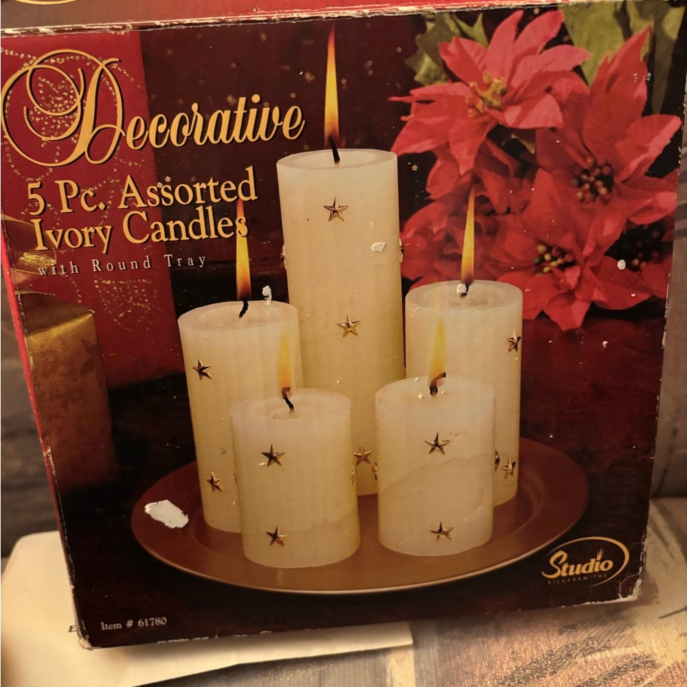 Studio Decorative Ivory Candle Set with Stars